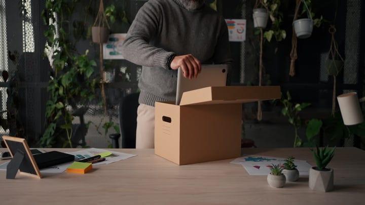 Packing Up a Desk in a Contemporary Office Space