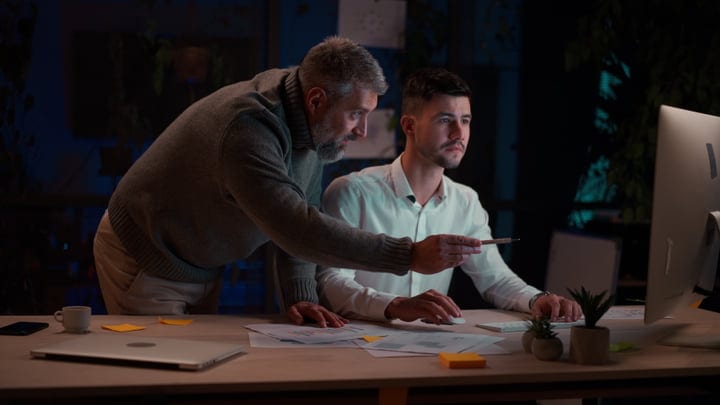 Mentorship Illuminated in a Late-Night Office Setting