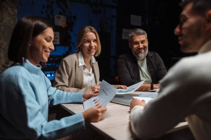 Team Engagement Sparks Ideas in a Modern Meeting Room
