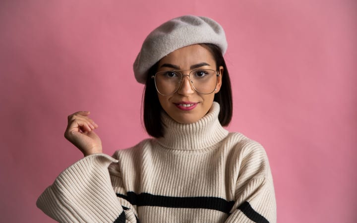 Confident Businesswoman Embracing Office Style With Beret