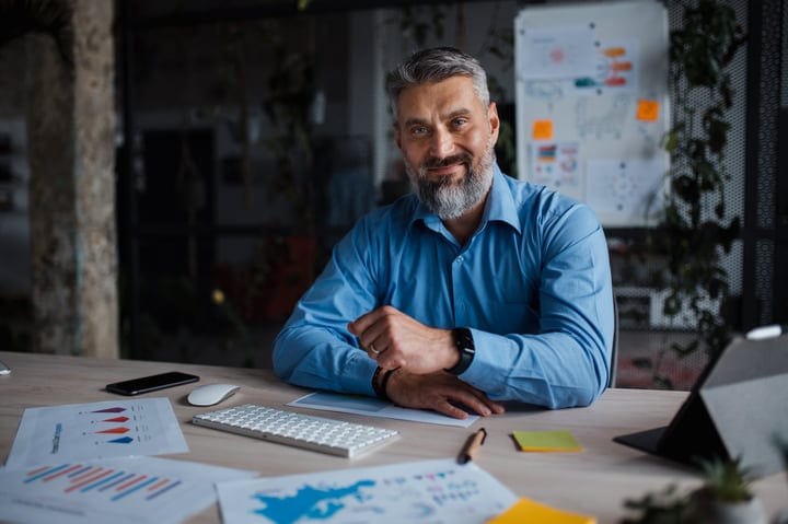 Confident Professional Man Engaging In Modern Office Setting