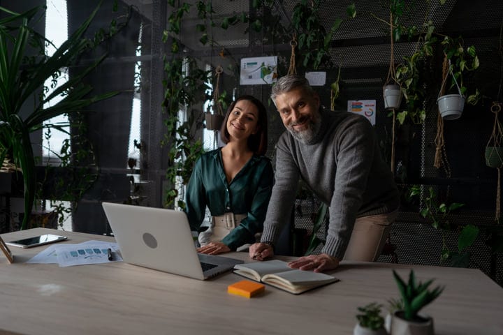 Team Collaboration In A Green Office Setting