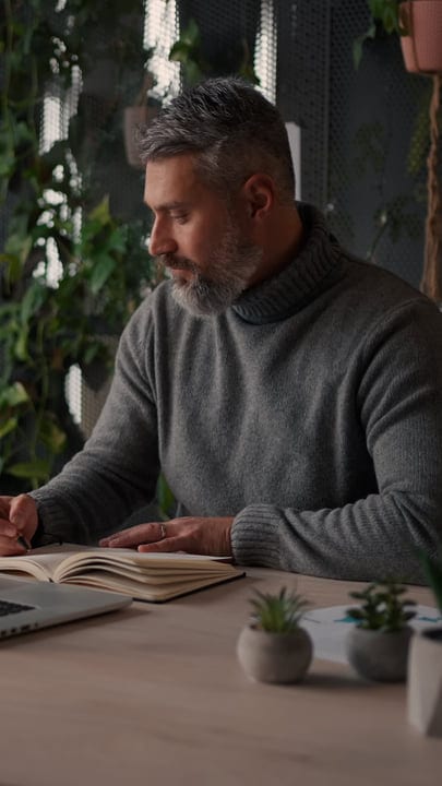 Reflective Moments of a Businessman in a Cozy Office