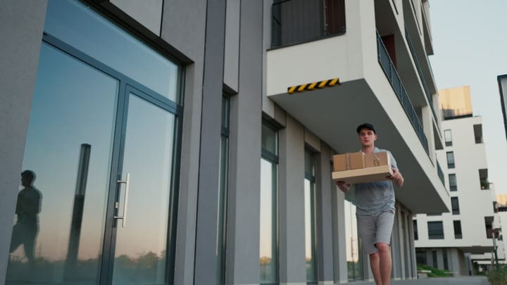 Courier Navigates Modern Cityscape With Precision
