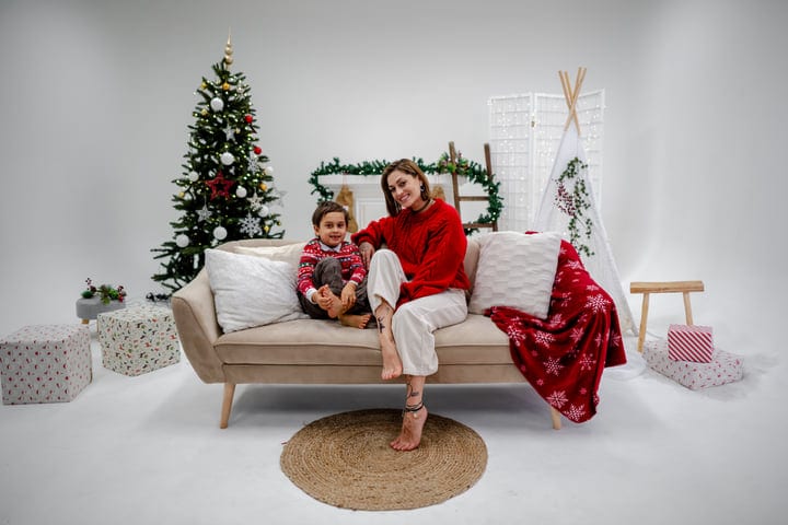 Cozy Family Moments Amidst Christmas Decor Joy