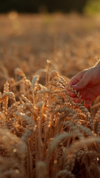 Golden Wheat Fields Caressed By A Farmer's Hand