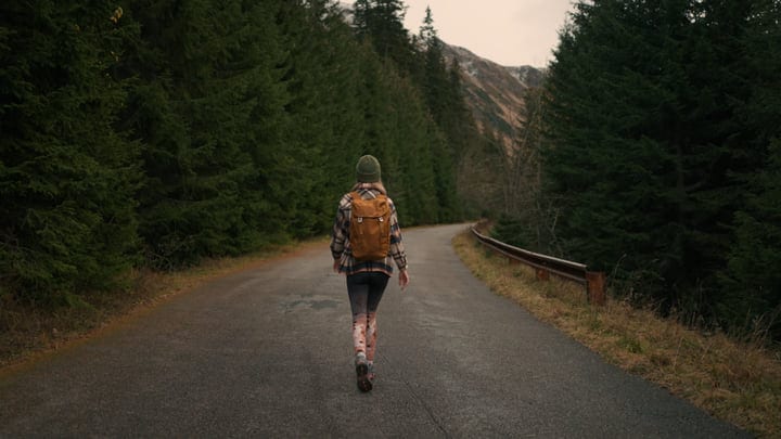 Solitary Journey Through Serene Forest Pathways