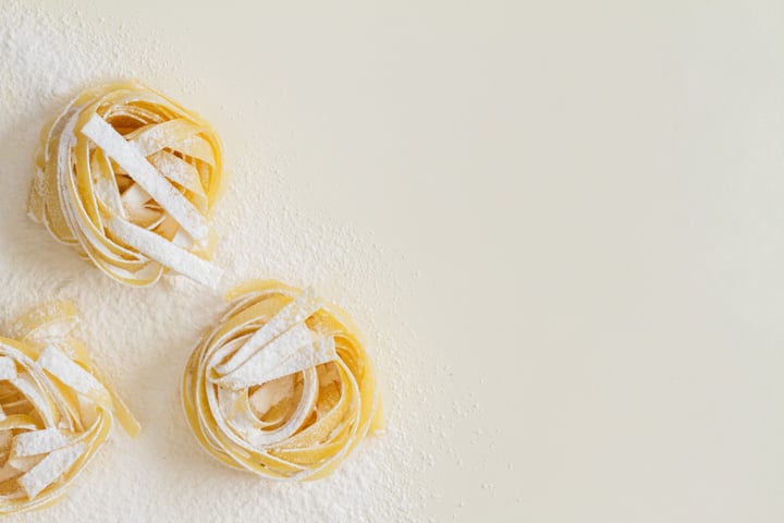Rustic Homemade Pasta Nestled In Flour Dust