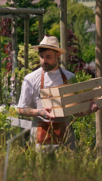 A Gardener Tends To His Greenhouse In Summer Light