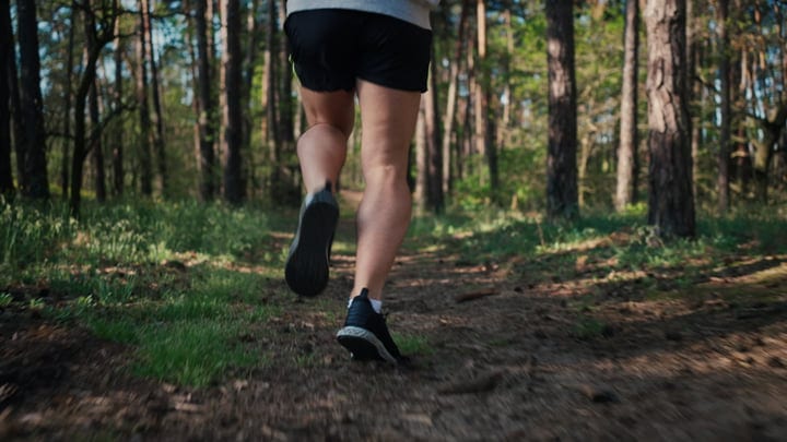 Runner's Solitude in a Serene Forest Pathway