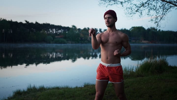 Bracing For A Cold Water Swim At Dawn