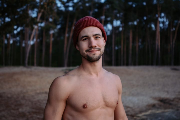 A Man Embraces The Cold With A Courageous Swim