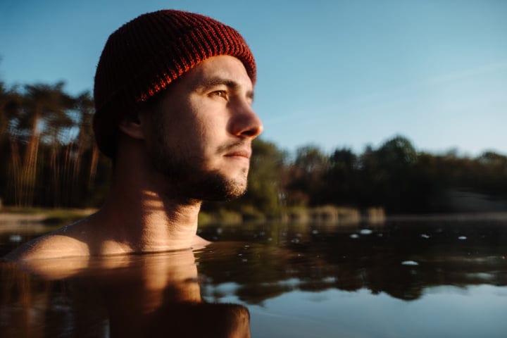 Embracing the Chill: A Man's Calm in Cold Waters