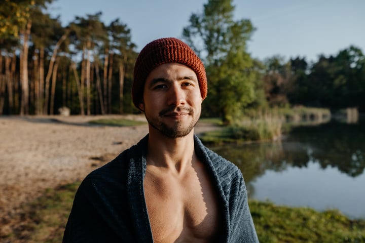 Embracing the Chill: A Man's Morning Lake Ritual