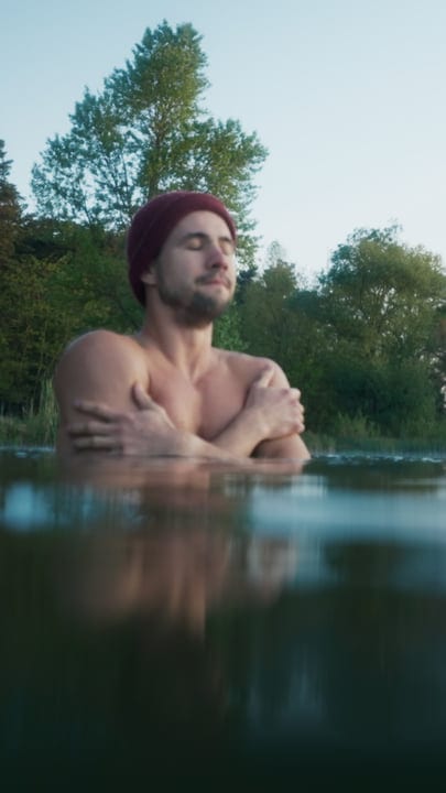 Embracing the Chill: Man's Morning Cold Water Swim