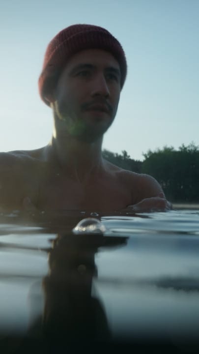 Brave Swim in Chilly Waters at Dawn