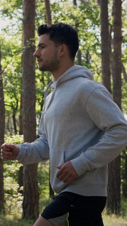 Morning Jog Through Sunlit European Forest Trails