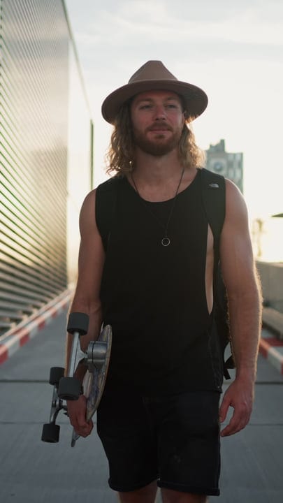 Skater Embraces Golden Hour Vibes In The City