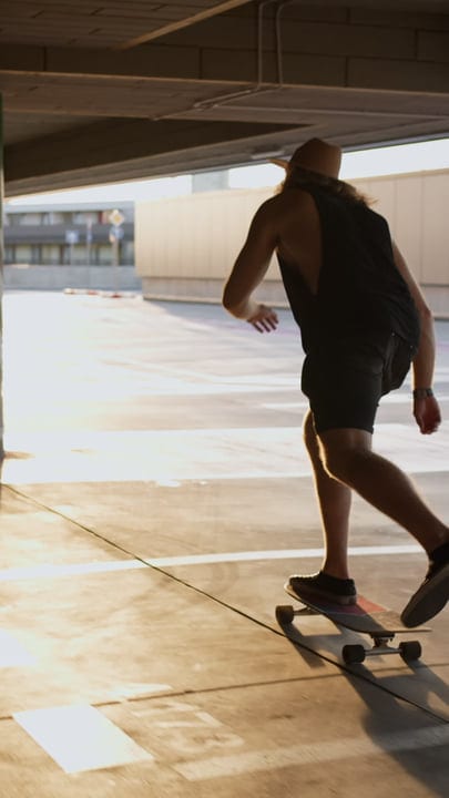 A Skater Glides Effortlessly Through Golden Evening Light