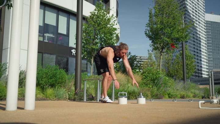 Urban Fitness Routine Under A Clear Blue Sky