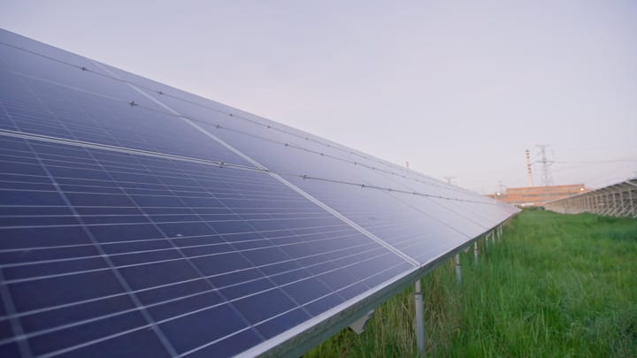Solar Panels Bask Under The Soft Morning Light