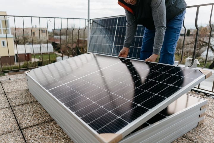 Harnessing Solar Power On A Clear Winter Rooftop