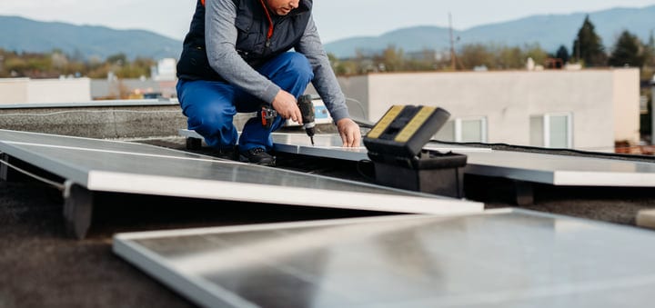 Precision Work On A Rooftop Solar Installation