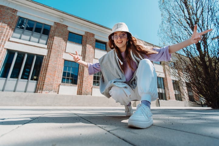 Street Dancer Embraces the Energy of Urban Spring