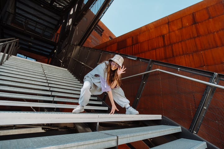 Dynamic Street Dancer Owns the Urban Stairs