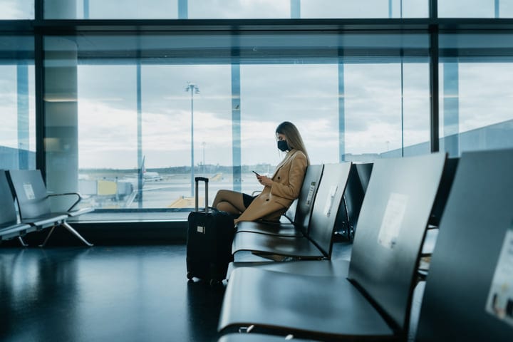 A Traveler Waits in Silence at a European Airport