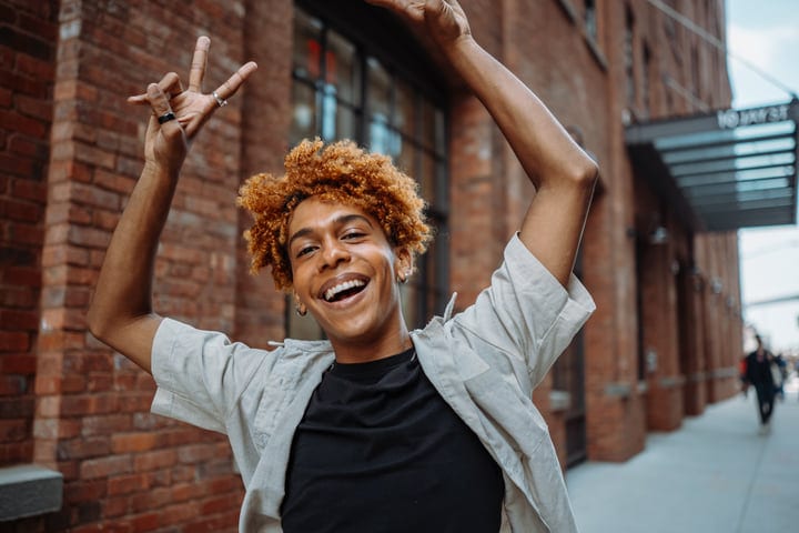Joyful Youth Embraces City Life in New York Streets