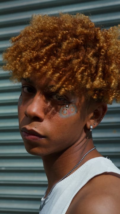 A Youthful Gaze Against Urban Backdrop in NYC