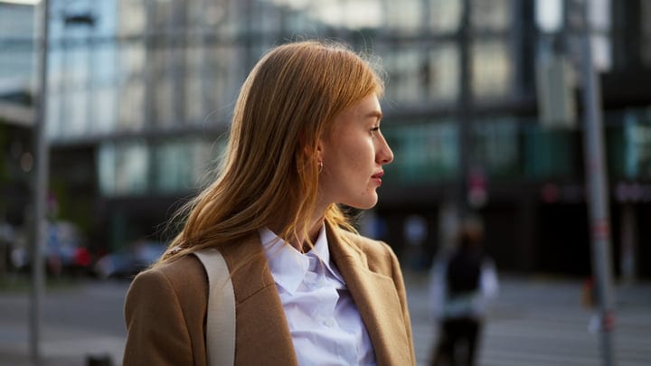 Confident Businesswoman Embraces Vienna's Urban Energy