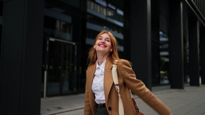 Confident Steps Of A Businesswoman In Autumn Vienna