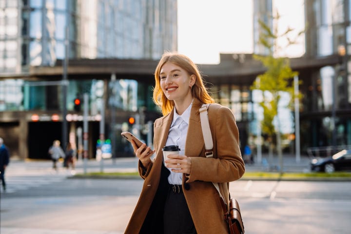 Morning Momentum: A Businesswoman's Energized Walk in Vienna