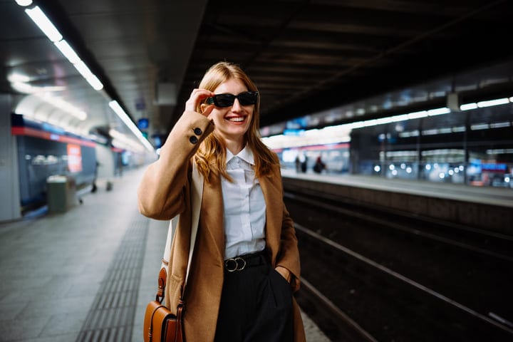 Confident Businesswoman Enjoying Her Morning Commute in Vienna