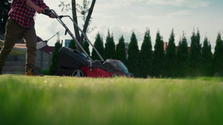 A Gardener Skillfully Tending To A Lush Green Lawn