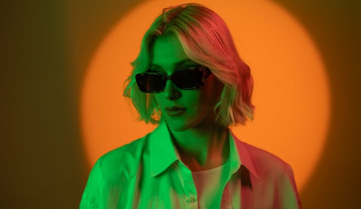 Vibrant Gen Z Portrait With Neon Light Play