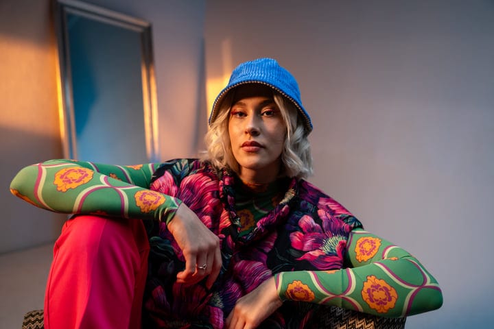 Vibrant Layers And Cool Calm In Studio Portrait
