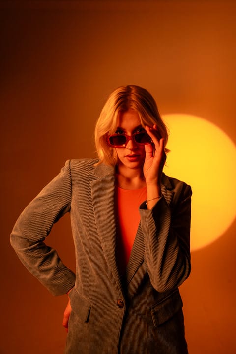 Bold Fashion Statement Under Warm Studio Lights