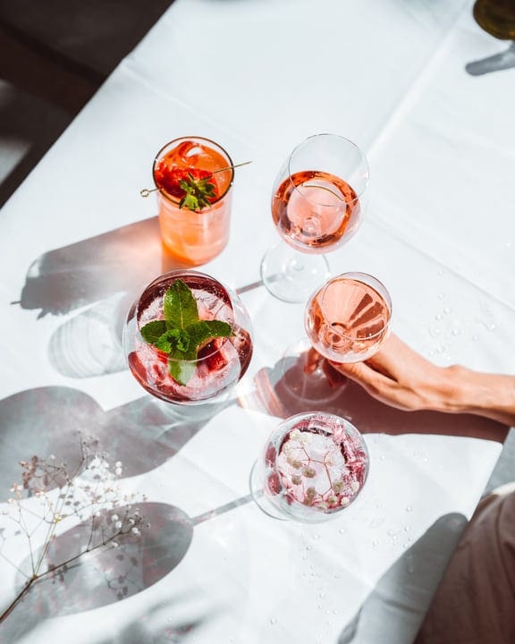Summer Sunlight Dances Over Elegant Cocktail Selection