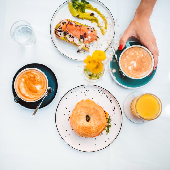 Morning Brunch Delight With Fresh Pastries And Coffee