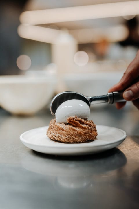Indulgent Scoop of Ice Cream on Cinnamon Pastry