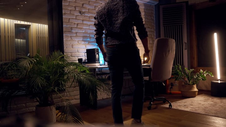 Evening Serenity in a Modern Home Studio Setting