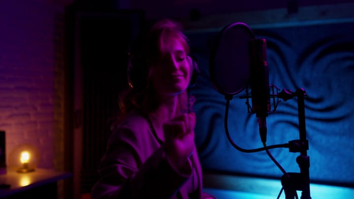 Vibrant Harmonies In A Dimly Lit Recording Studio