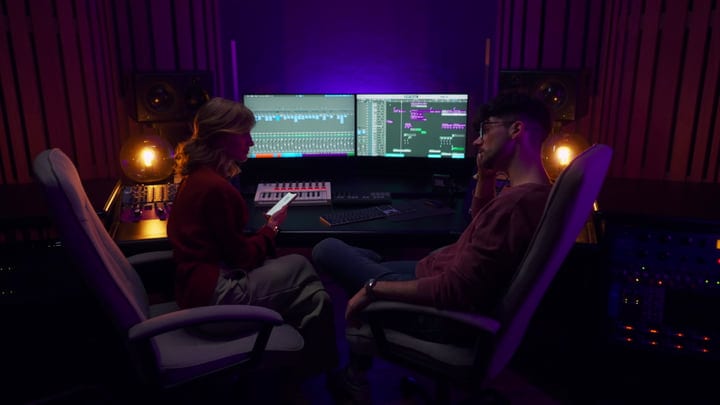 Collaboration Sparks In A Dimly Lit Recording Studio