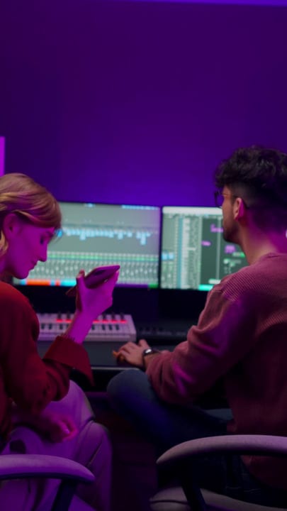 Collaborative Energy in a Vibrant Music Production Studio