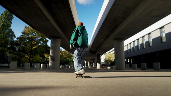 Underpass Skateboarding Adventure On A Crisp Autumn Day
