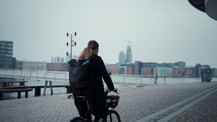 Businesswoman Navigates Copenhagen's Streets On Her Bicycle