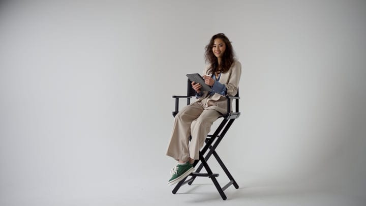 Effortless Style With a Tablet in Studio Setting